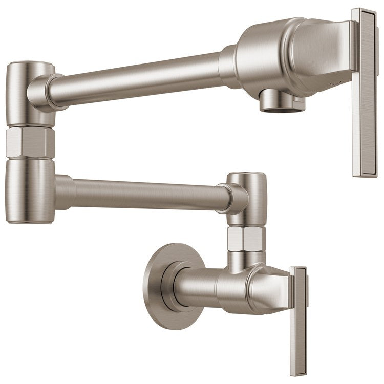 Pot Filler Frank Lloyd Wright Cold Water 2 Lever ADA Brilliance Stainless 1 Hole Wall 4.0 Gallons per Minute