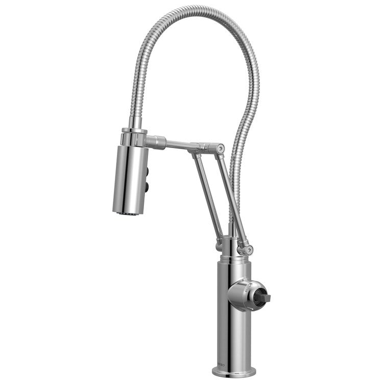 Kitchen Faucet Odin with Finished Hose Less Handle ADA Polished Chrome Pull Down 2 Function Articulating Arm 360 DEG Swivel 1/3 Hole Deck 1.8 Gallons per Minute - Image 1