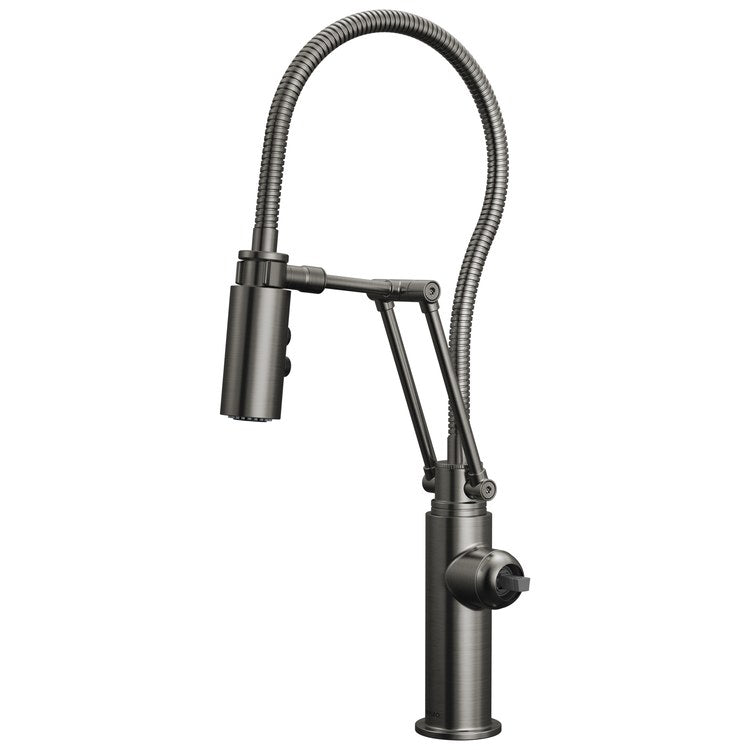 Kitchen Faucet Odin with Finished Hose Less Handle ADA Brilliance Luxe Steel Pull Down 2 Function Articulating Arm 360 DEG Swivel 1/3 Hole Deck 1.8 Gallons per Minute - Image 1