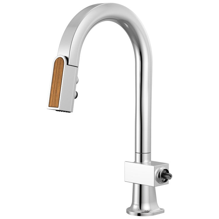 Prep Faucet Frank Lloyd Wright with Wood Wand Less Handle Polished Chrome Pull Down Arc 360 DEG Swivel 1.8 Gallons per Minute - Image 1