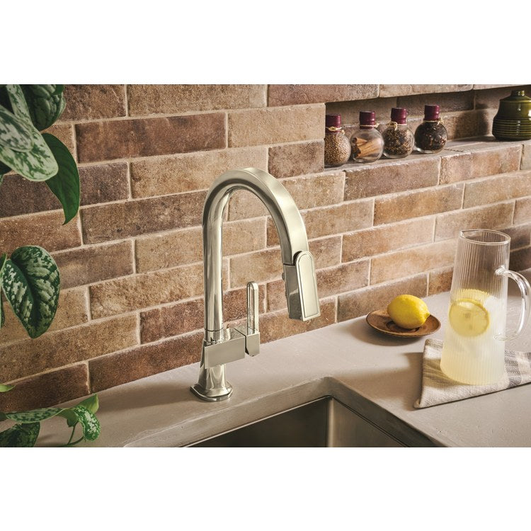 Prep Faucet Frank Lloyd Wright Less Handle Brilliance Polished Nickel Pull Down Arc 360 DEG Swivel 1.8 Gallons per Minute - Image 2