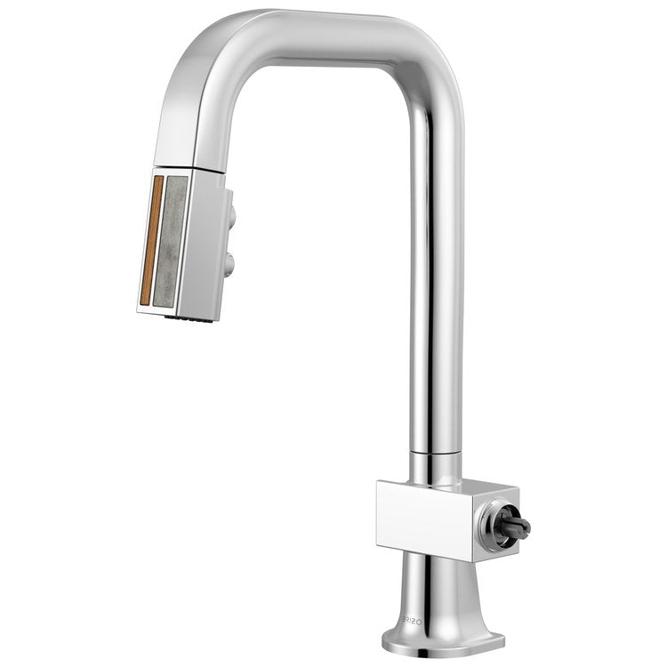 Prep Faucet Frank Lloyd Wright with Wood Wand Less Handle Polished Chrome Pull Down Square 360 DEG Swivel 1.8 Gallons per Minute - Image 1