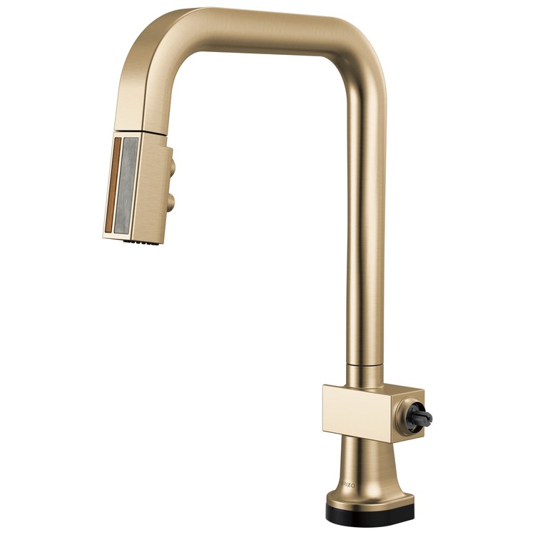 Kitchen Faucet Frank Lloyd Wright Less Handle ADA Brilliance Luxe Gold/Wood Pull Down 2 Function Arc 360 DEG Swivel 1 Hole Deck Diamond Seal/SmartTouch 1.8 Gallons per Minute - Image 1