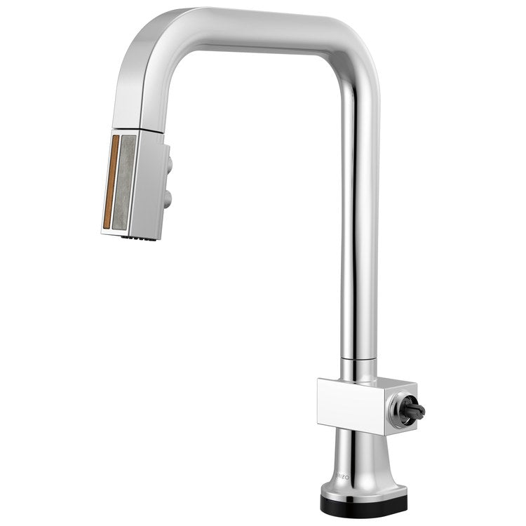 Kitchen Faucet Frank Lloyd Wright Less Handle ADA Polished Chrome/Wood Pull Down 2 Function Arc 360 DEG Swivel 1 Hole Deck Diamond Seal/SmartTouch 1.8 Gallons per Minute - Image 1