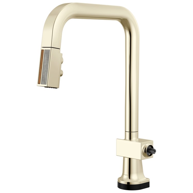 Kitchen Faucet Frank Lloyd Wright Less Handle ADA Brilliance Polished Nickel/Wood Pull Down 2 Function Arc 360 DEG Swivel 1 Hole Deck Diamond Seal/SmartTouch 1.8 Gallons per Minute - Image 1