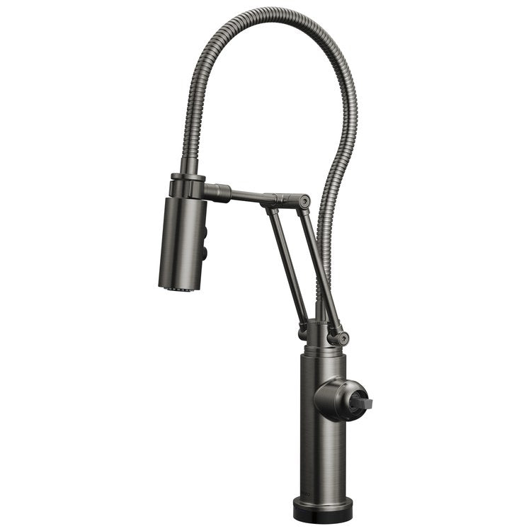 Kitchen Faucet Odin with Finished Hose Less Handle ADA Brilliance Luxe Steel Pull Down 2 Function Articulating Arm 360 DEG Swivel 1/3 Hole Deck SmartTouch/TempID 1.8 Gallons per Minute - Image 1
