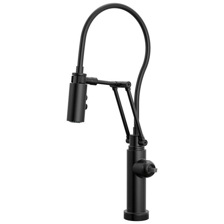 Kitchen Faucet Odin Less Handle ADA Matte Black Pull Down 2 Function Articulating Arm 360 DEG Swivel 1/3 Hole Deck SmartTouch/TempID 1.8 Gallons per Minute - Image 1