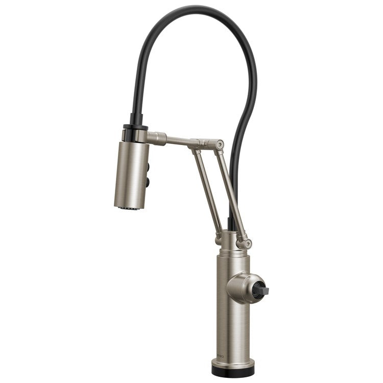 Kitchen Faucet Odin Less Handle ADA Brilliance Stainless Pull Down 2 Function Articulating Arm 360 DEG Swivel 1/3 Hole Deck SmartTouch/TempID 1.8 Gallons per Minute - Image 1