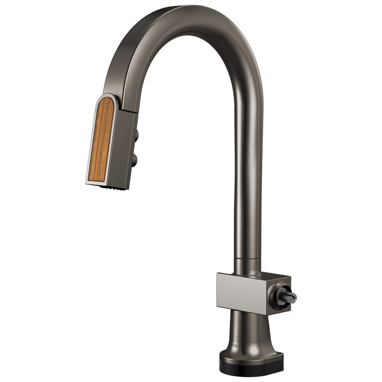 Prep Faucet Frank Lloyd Wright Smart Touch with Wood Wand Less Handle Brilliance Black Onyx Pull Down Arc 360 DEG Swivel 1.8 Gallons per Minute - Image 1