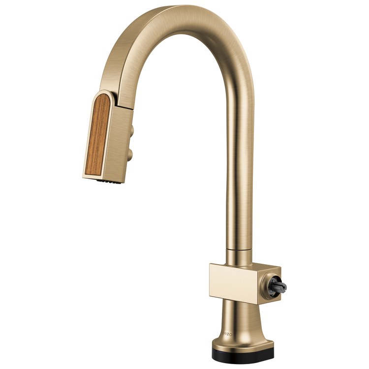 Prep Faucet Frank Lloyd Wright Smart Touch with Wood Wand Less Handle Brilliance Luxe Gold Pull Down Arc 360 DEG Swivel 1.8 Gallons per Minute - Image 1