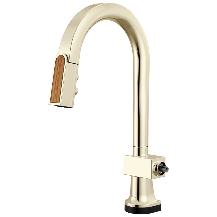 Prep Faucet Frank Lloyd Wright Smart Touch with Wood Wand Less Handle Brilliance Polished Nickel Pull Down Arc 360 DEG Swivel 1.8 Gallons per Minute - Image 1