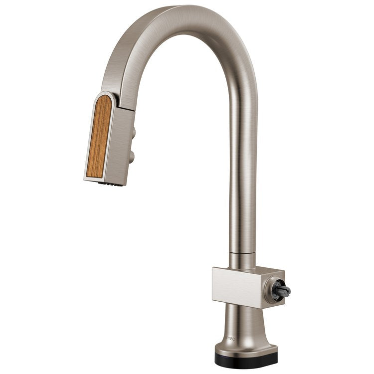 Prep Faucet Frank Lloyd Wright Smart Touch with Wood Wand Less Handle Brilliance Stainless Pull Down Arc 360 DEG Swivel 1.8 Gallons per Minute - Image 1