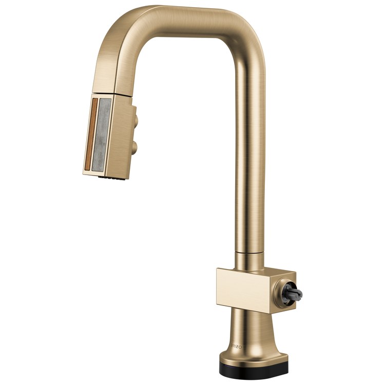 Prep Faucet Frank Lloyd Wright Smart Touch with Wood/Concrete Wand Less Handle Brilliance Luxe Gold Pull Down Square 360 DEG Swivel 1.8 Gallons per Minute