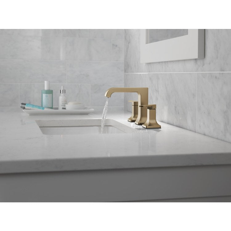 Lavatory Faucet Velum Widespread 6 To 16 Inch Spread 2 Lever ADA WaterSense Brilliance Champagne Bronze 1.2 Gallons per Minute Deck Metal Pop-Up 3 Hole Diamond Seal - Image 2