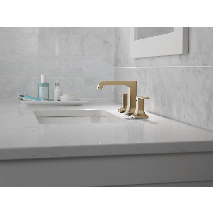 Lavatory Faucet Velum Widespread 6 To 16 Inch Spread 2 Lever ADA WaterSense Brilliance Champagne Bronze 1.2 Gallons per Minute Deck Metal Pop-Up 3 Hole Diamond Seal - Image 3