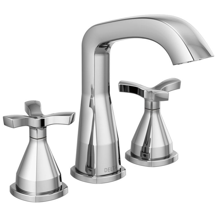 Lavatory Faucet Stryke Widespread 4 To 16 Inch Spread 2 Cross ADA WaterSense Lumicoat Chrome 1.2 Gallons per Minute Deck Metal Pop-Up 3 Hole Diamond Seal