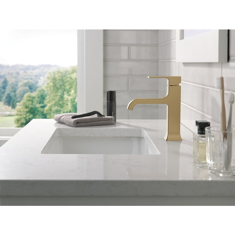 Lavatory Faucet Velum 1 Lever ADA WaterSense Brilliance Champagne Bronze 1.2 Gallons per Minute Deck Metal Pop-Up 1/3 Hole Diamond Seal - Image 3