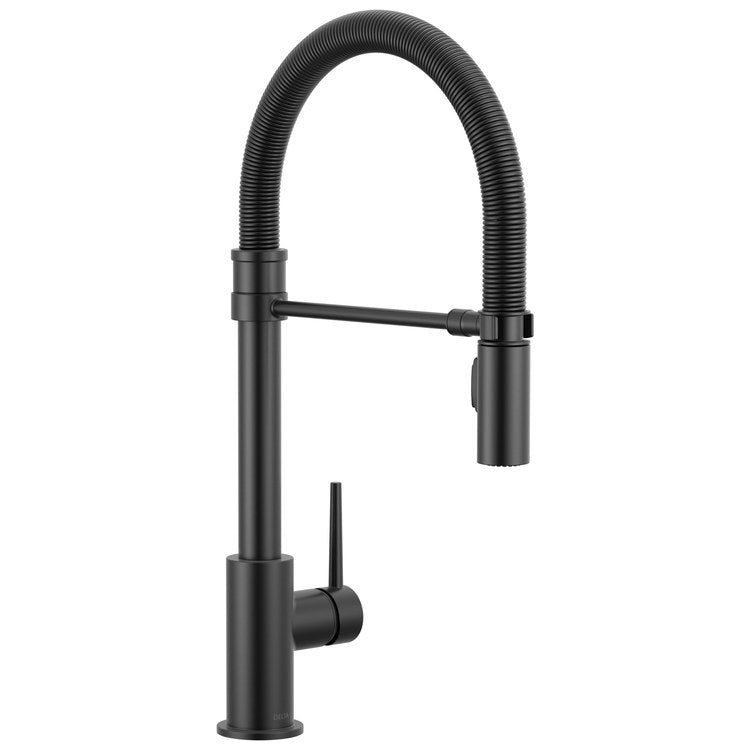 Kitchen Faucet Trinsic 1 Lever ADA Matte Black 2 Function Spring Pull Down Gooseneck 360 DEG Swivel 1/3 Hole Deck MagnaTite 1.8 Gallons per Minute