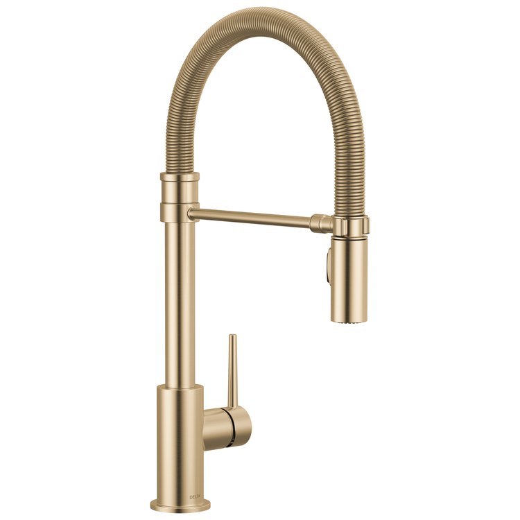 Kitchen Faucet Trinsic 1 Lever ADA Brilliance Champagne Bronze 2 Function Spring Pull Down Gooseneck 360 DEG Swivel 1/3 Hole Deck MagnaTite 1.8 Gallons per Minute