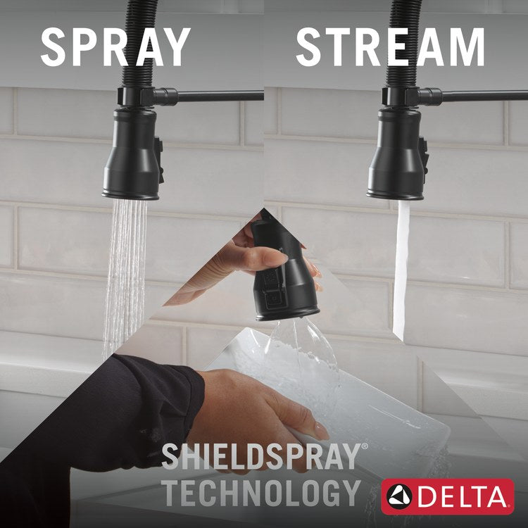 Kitchen Faucet Broderick 1 Lever ADA Matte Black Pull Down Gooseneck 360 DEG Swivel 1/3 Hole Deck MagnaTite/Diamond Seal/ShieldSpray 1.8 Gallons per Minute - Image 3
