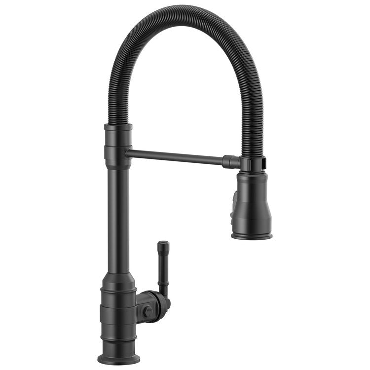 Kitchen Faucet Broderick 1 Lever ADA Matte Black Pull Down Gooseneck 360 DEG Swivel 1/3 Hole Deck MagnaTite/Diamond Seal/ShieldSpray 1.8 Gallons per Minute - Image 1