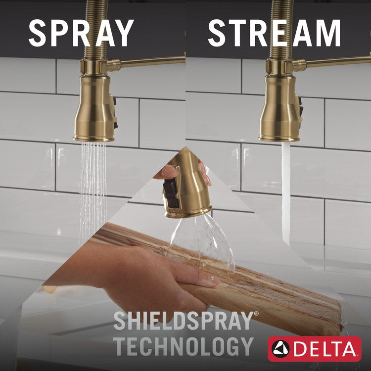 Kitchen Faucet Broderick 1 Lever ADA Champagne Bronze Pull Down Gooseneck 360 DEG Swivel 1/3 Hole Deck MagnaTite/Diamond Seal/ShieldSpray 1.8 Gallons per Minute - Image 3
