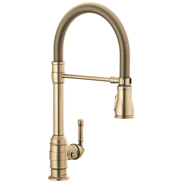 Kitchen Faucet Broderick 1 Lever ADA Champagne Bronze Pull Down Gooseneck 360 DEG Swivel 1/3 Hole Deck MagnaTite/Diamond Seal/ShieldSpray 1.8 Gallons per Minute - Image 1
