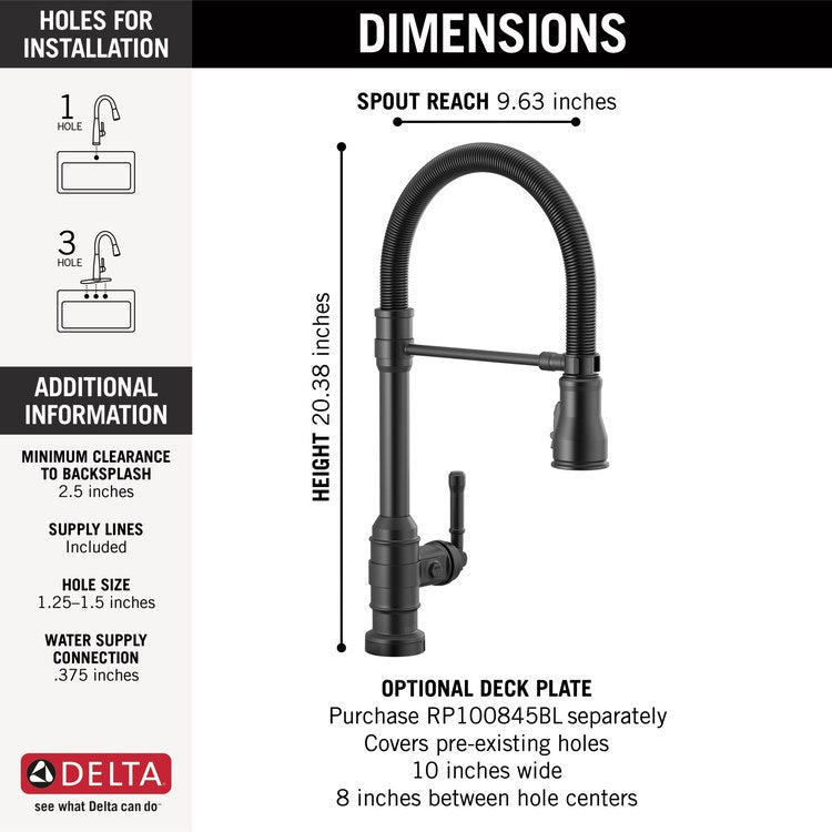 Kitchen Faucet Broderick Touchless 1 Lever ADA Matte Black Pull Down 3 Function Gooseneck 360 DEG Swivel 1 Hole Deck Touch2O/Diamond Seal 1.8 Gallons per Minute - Image 2