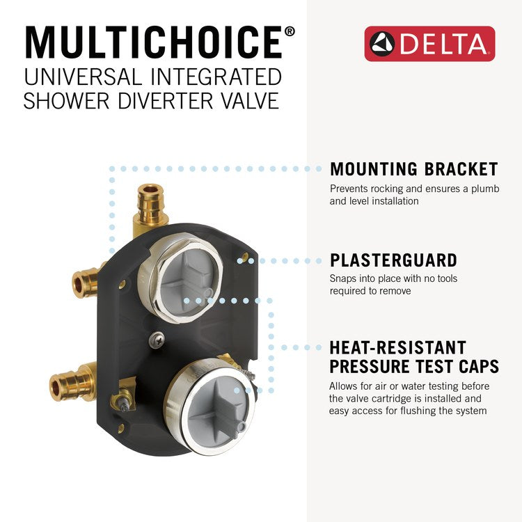 Rough-In Valve MultiChoice with 3 Port Diverter and Stops PEX Cold Expansion for Shower - Image 2