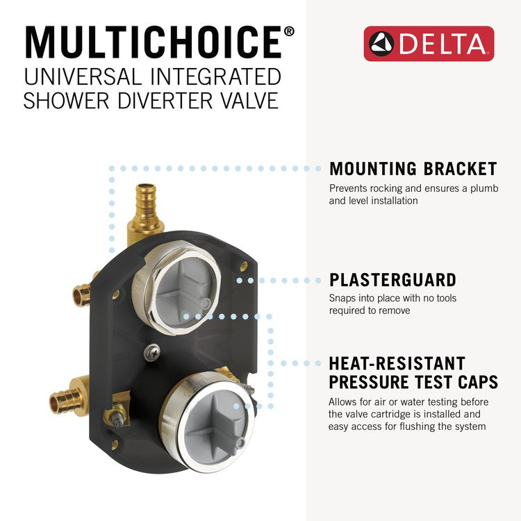 Rough-In Valve MultiChoice with 3 Port Diverter and Stops PEX Crimp for Shower - Image 2