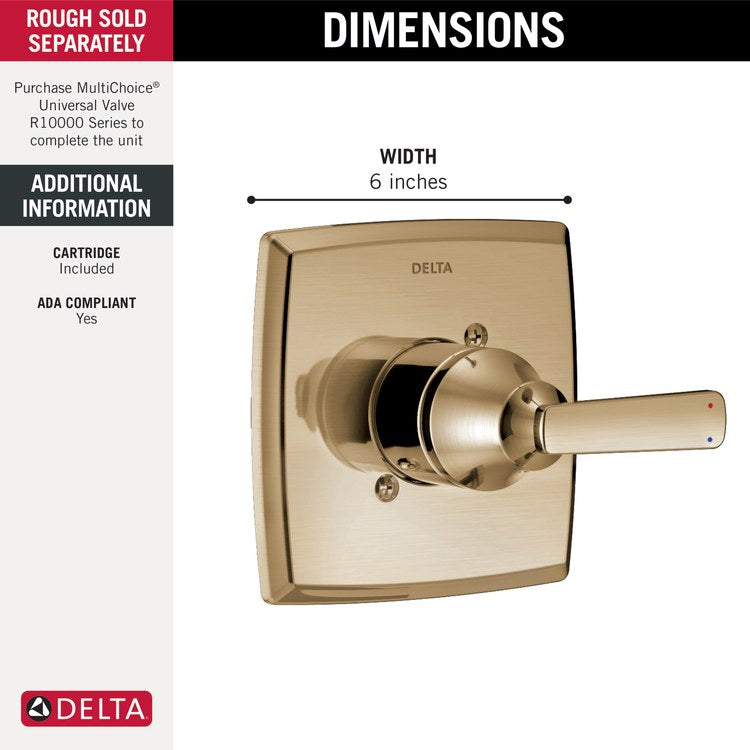 Pressure Balance Valve Trim Ashlyn Monitor 14 1 Lever Brilliance Champagne Bronze ADA for MultiChoice Universal Rough-In Valve R1000 Series - Image 2