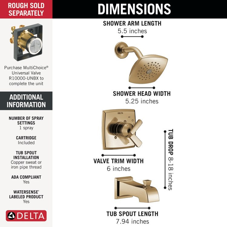 Tub and Shower Trim Ashlyn Monitor 17 2 Lever Brilliance Champagne Bronze WaterSense ADA for MultiChoice Universal Rough Valve R10000 Series - Image 2
