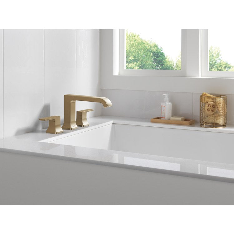 Roman Tub Trim Velum 2 Lever Brilliance Champagne Bronze ADA 10 To 16 Inch Spread 3 Hole for Rough-In R2707 - Image 3