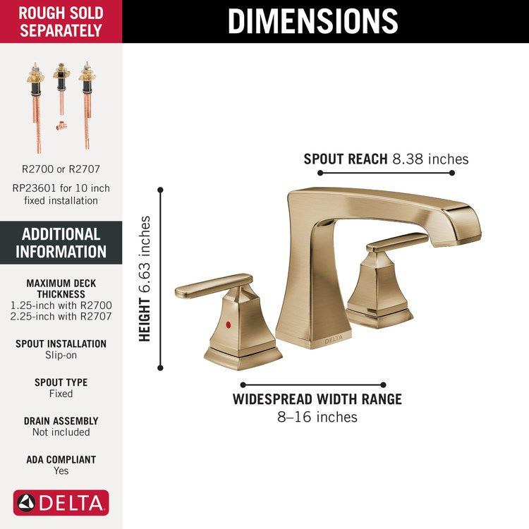 Roman Tub Trim Ashlyn 2 Lever Brilliance Champagne Bronze ADA 8 To 16 Inch Spread 3 Hole for Rough-In R2700/R2707/RP23601 - Image 2
