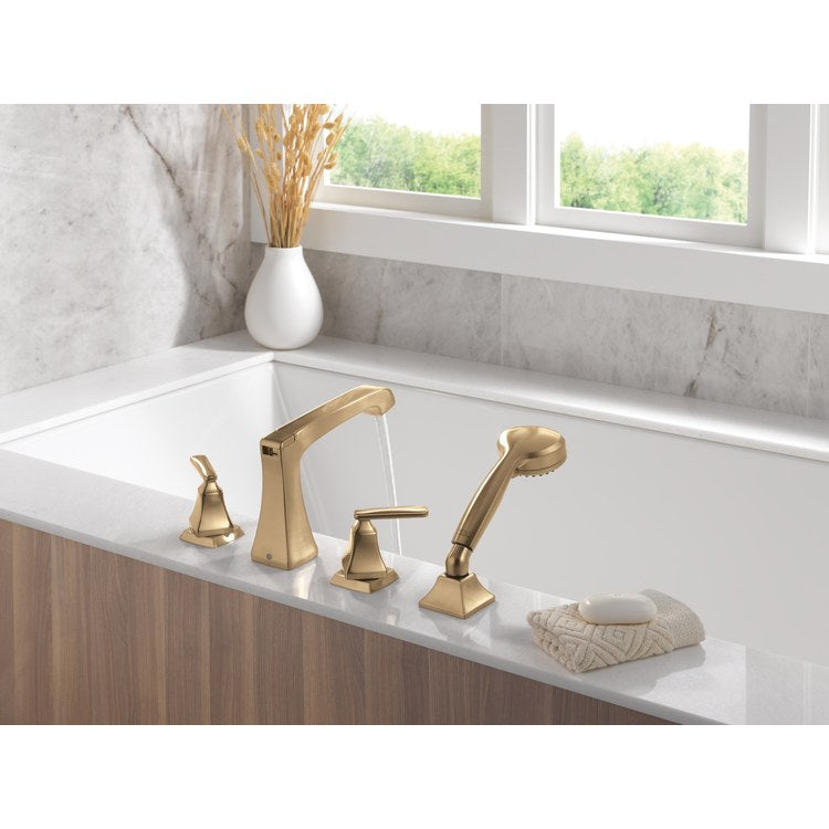 Roman Tub Trim Ashlyn with Handshower 2 Lever Brilliance Champagne Bronze WaterSense ADA 8 To 16 Inch Spread 4 Hole for Rough-In R4707/R4707-PX/R4707-MF - Image 3