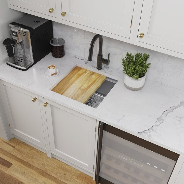 Kitchen Sink Crosstown 18-1/2 x 18-1/2 x 8-3/4 Inch 1 Bowls Workstation Polished Satin Undermount Square 304 Stainless Steel - Image 3