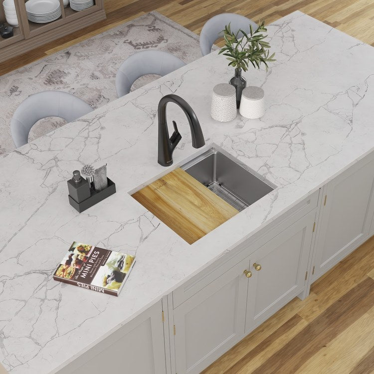Kitchen Sink Crosstown 22-1/2 x 18-1/2 x 8-3/4 Inch 1 Bowls Workstation Polished Satin Undermount Rectangle 304 Stainless Steel - Image 3