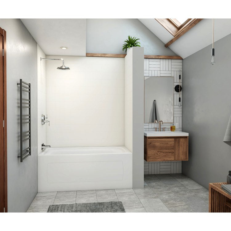 Shower Wall Kit 3 Piece Modern Subway Tile 32 x 62 x 72 Inch White Swanstone
