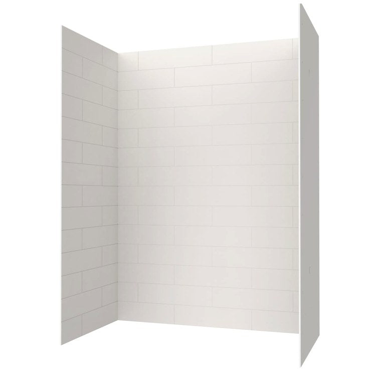 Shower Wall Kit 3 Piece Modern Subway Tile 32 x 62 x 84 Inch White Swanstone - Image 2