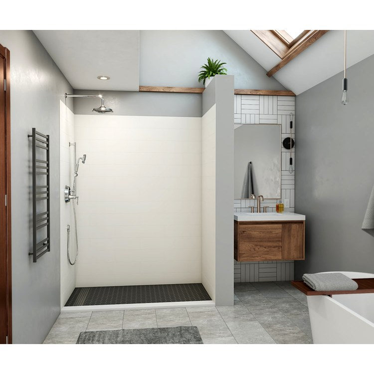 Shower Wall Kit 3 Piece Modern Subway Tile 32 x 62 x 84 Inch White Swanstone