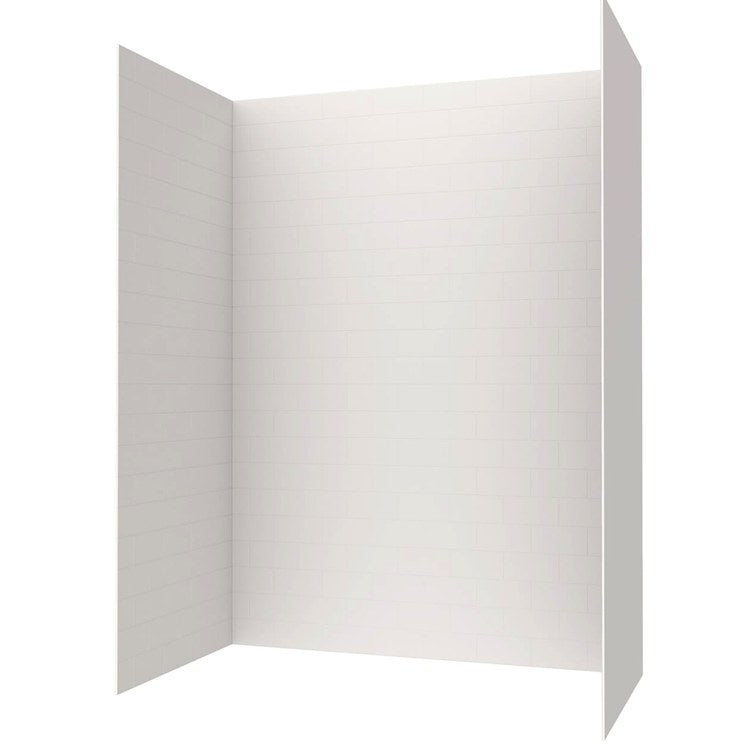 Shower Wall Kit Metro Subway Tile Glue Up 62 x 32 x 84 Inch White Solid Surface - Image 2