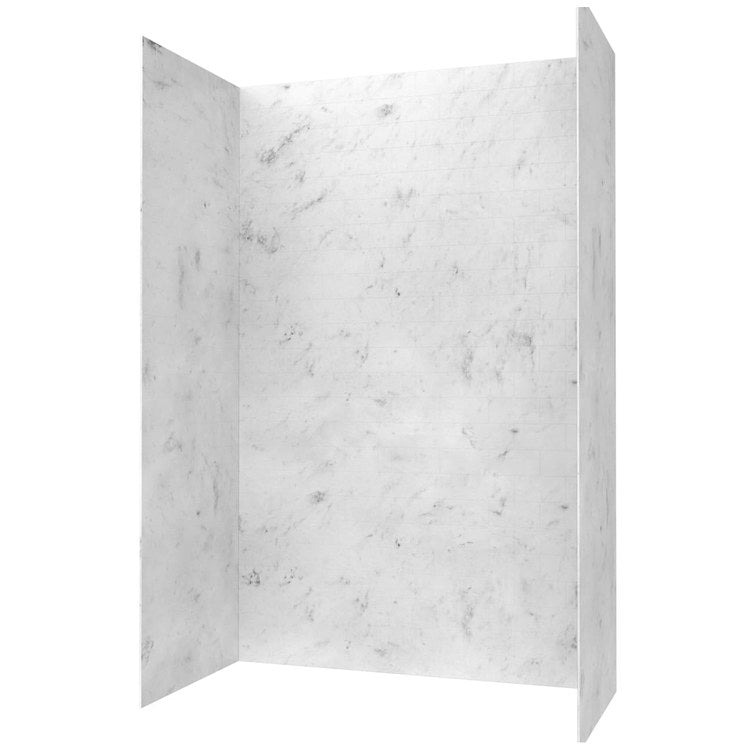 Shower Wall Kit Metro Subway Tile Glue Up 62 x 36 x 96 Inch Carrara Solid Surface - Image 2