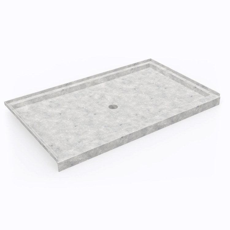 Shower Base Alcove Ice 60 x 36 Inch Solid Surface Center Drain Single Threshold Diamond Pattern Slip Resistant - Image 1