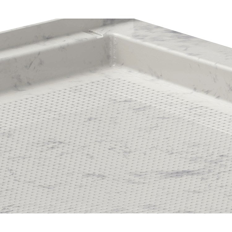 Shower Base Alcove Carrara 60 x 36 Inch Solid Surface Center Drain Single Threshold Diamond Pattern Slip Resistant - Image 2