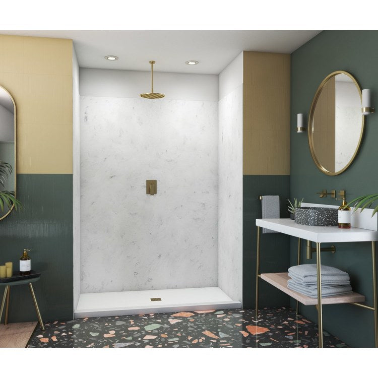 Shower Wall Kit Smooth Glue Up 62 x 32 x 84 Inch Carrara Solid Surface - Image 1