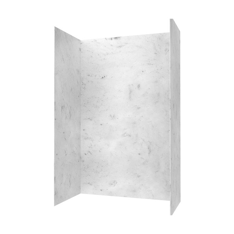 Shower Wall Kit Smooth Glue Up 62 x 32 x 96 Inch Carrara Solid Surface - Image 2