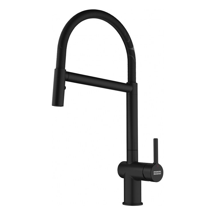 Kitchen Faucet Semi-Pro 1 Lever ADA Matte Black Pull Down 2 Function Gooseneck 180 DEG Swivel Deck 1.75 Gallons per Minute