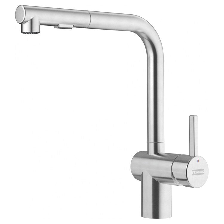 Kitchen Faucet Atlas Neo 1 Lever ADA Stainless Steel Pull-Out 2 Function Gooseneck 180 DEG Swivel Deck 1.75 Gallons per Minute