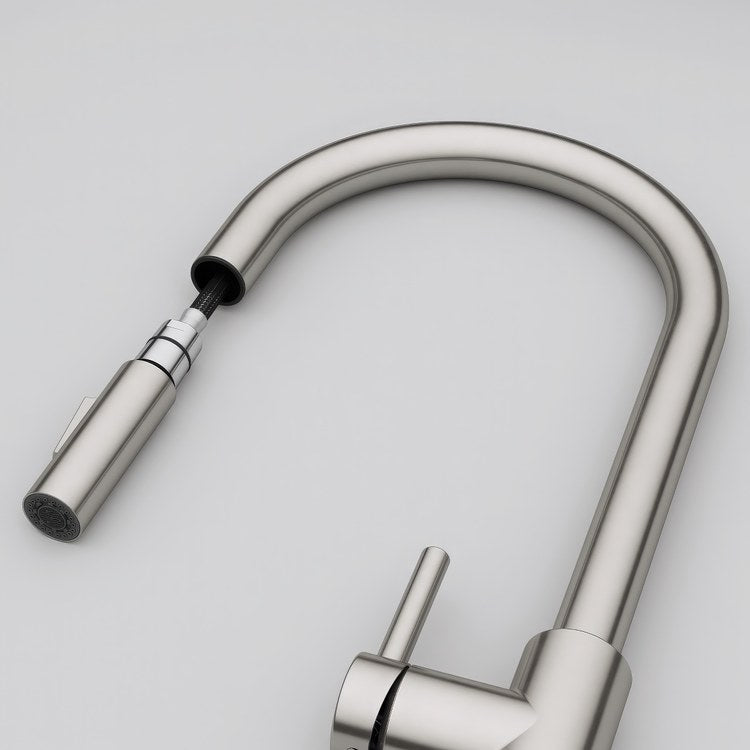 Kitchen Faucet Maris Aureo 1 Lever ADA Satin Nickel Pull Down 2 Function Gooseneck 180 DEG Swivel 1 Hole - Image 3