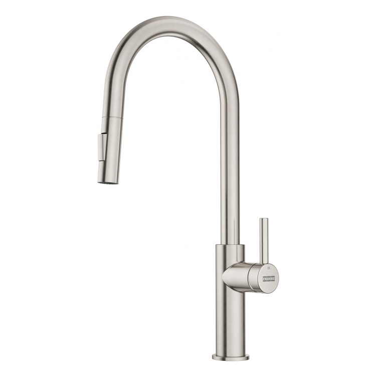 Kitchen Faucet Maris Aureo 1 Lever ADA Satin Nickel Pull Down 2 Function Gooseneck 180 DEG Swivel 1 Hole - Image 1
